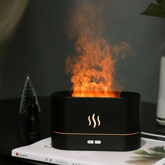 Ultrasonic Aroma Diffuser & Cool Mist Humidifier – LED Flame Lamp