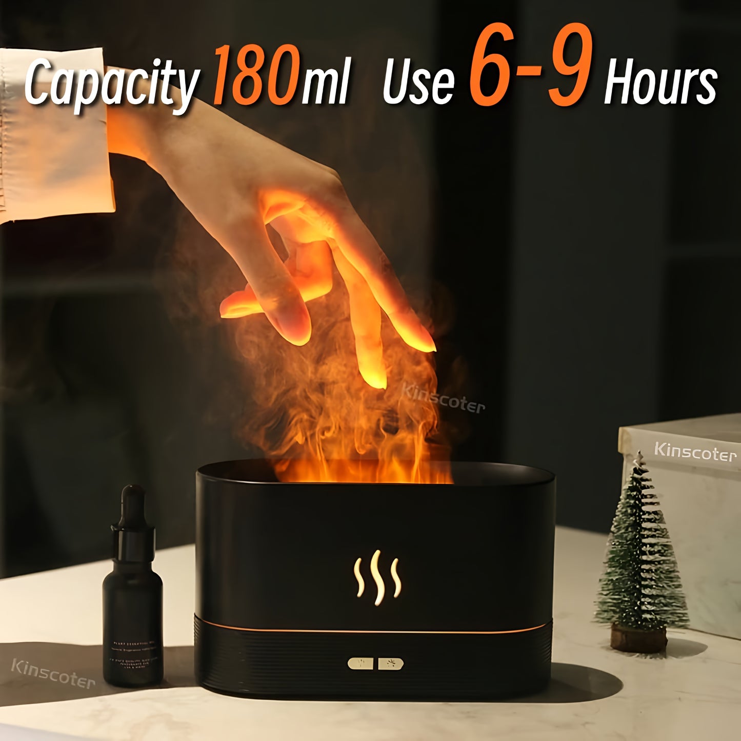 Ultrasonic Aroma Diffuser & Cool Mist Humidifier – LED Flame Lamp