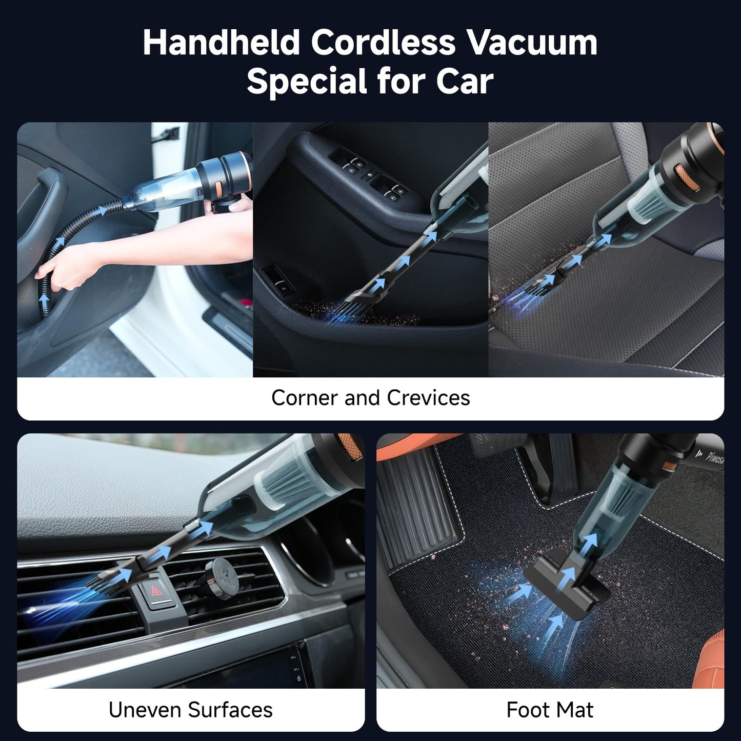 3 In 1 Portable Vacuum Cleaner Wireless Hand-held Cleaning for Car Home
