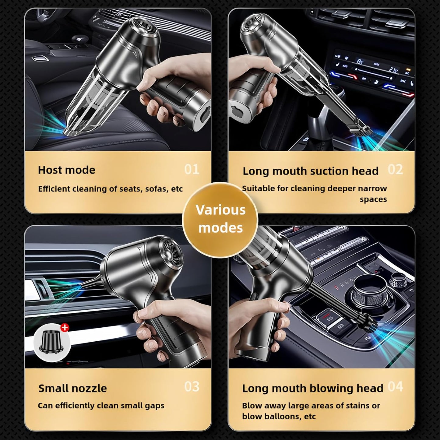 3 In 1 Portable Vacuum Cleaner Wireless Hand-held Cleaning for Car Home