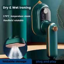 Portable Handheld Steam Iron – 180° Rotatable, Foldable Mini Garment Steamer for Home & Travel