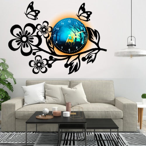3d Wooden Flower Clock With Esthetic Dial Wall Clock | Best Quality Wall Clock For Home Decor | Home Decor Clock 25 Inch