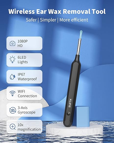 SmartScan Wireless Ear Cleaner with Camera Wireless Otoscope 1080P HD Camera Ear Wax Removal Kit for iPhone iPad Android 360 Wide Angle Lens