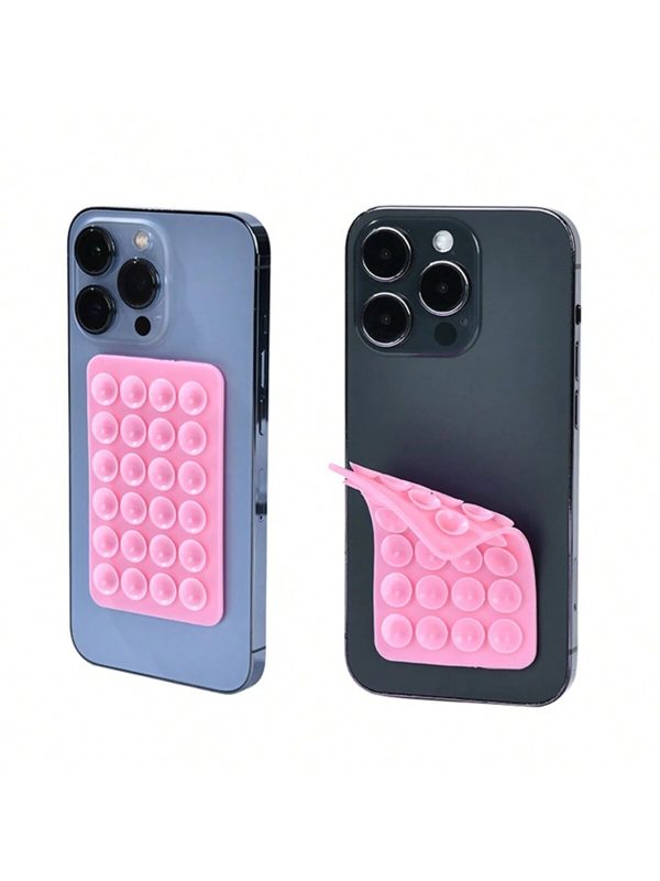 1 Pc Mobile Phone Silicone Suction Cup Square Mobile Phone Single-sided Case Anti-slip Holder Mount Suction (random Color)