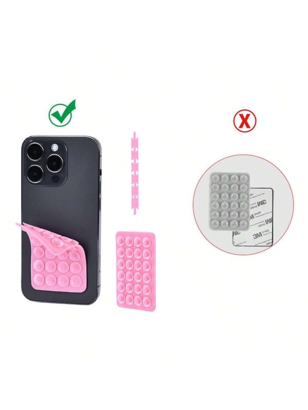 1 Pc Mobile Phone Silicone Suction Cup Square Mobile Phone Single-sided Case Anti-slip Holder Mount Suction (random Color)