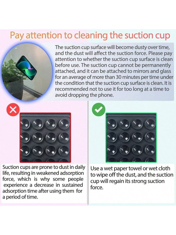 1 Pc Mobile Phone Silicone Suction Cup Square Mobile Phone Single-sided Case Anti-slip Holder Mount Suction (random Color)