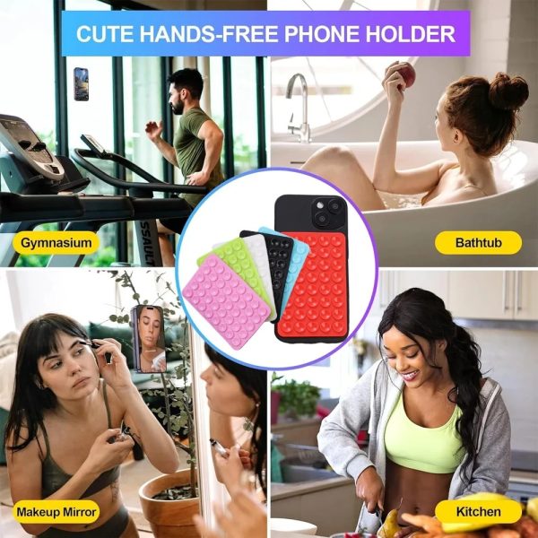 1 Pc Mobile Phone Silicone Suction Cup Square Mobile Phone Single-sided Case Anti-slip Holder Mount Suction (random Color)