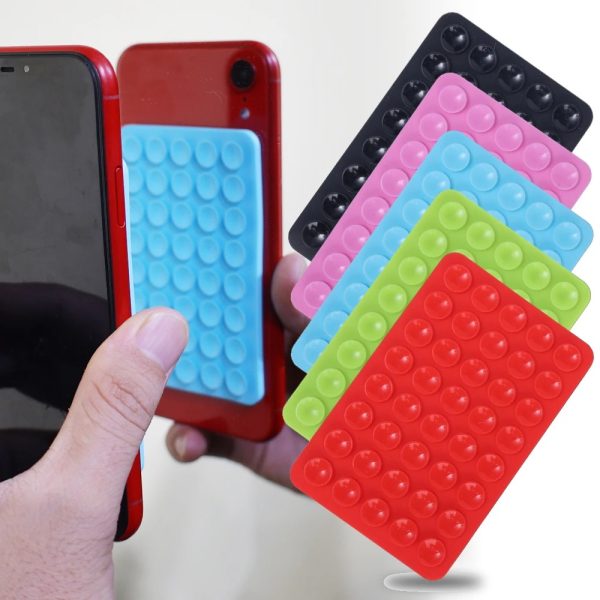 1 Pc Mobile Phone Silicone Suction Cup Square Mobile Phone Single-sided Case Anti-slip Holder Mount Suction (random Color)