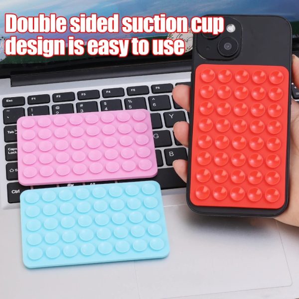 1 Pc Mobile Phone Silicone Suction Cup Square Mobile Phone Single-sided Case Anti-slip Holder Mount Suction (random Color)