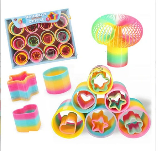 3 In 1 Rainbow Vibrant Circle Spring Set – Rainbow Ring Toy For Kids (36 Pcs) | Babies Toys
